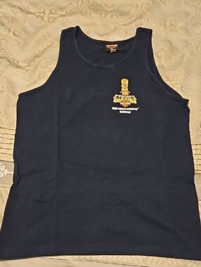 Harley-Davidson Navy Tank with Colorful Tiki Patch MAUI HAWAII